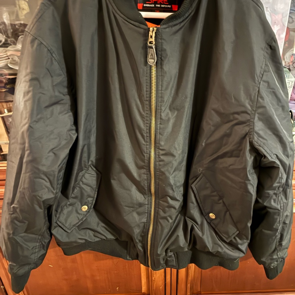 Spire Label Black Nylon Bomber Jacket Label XXL